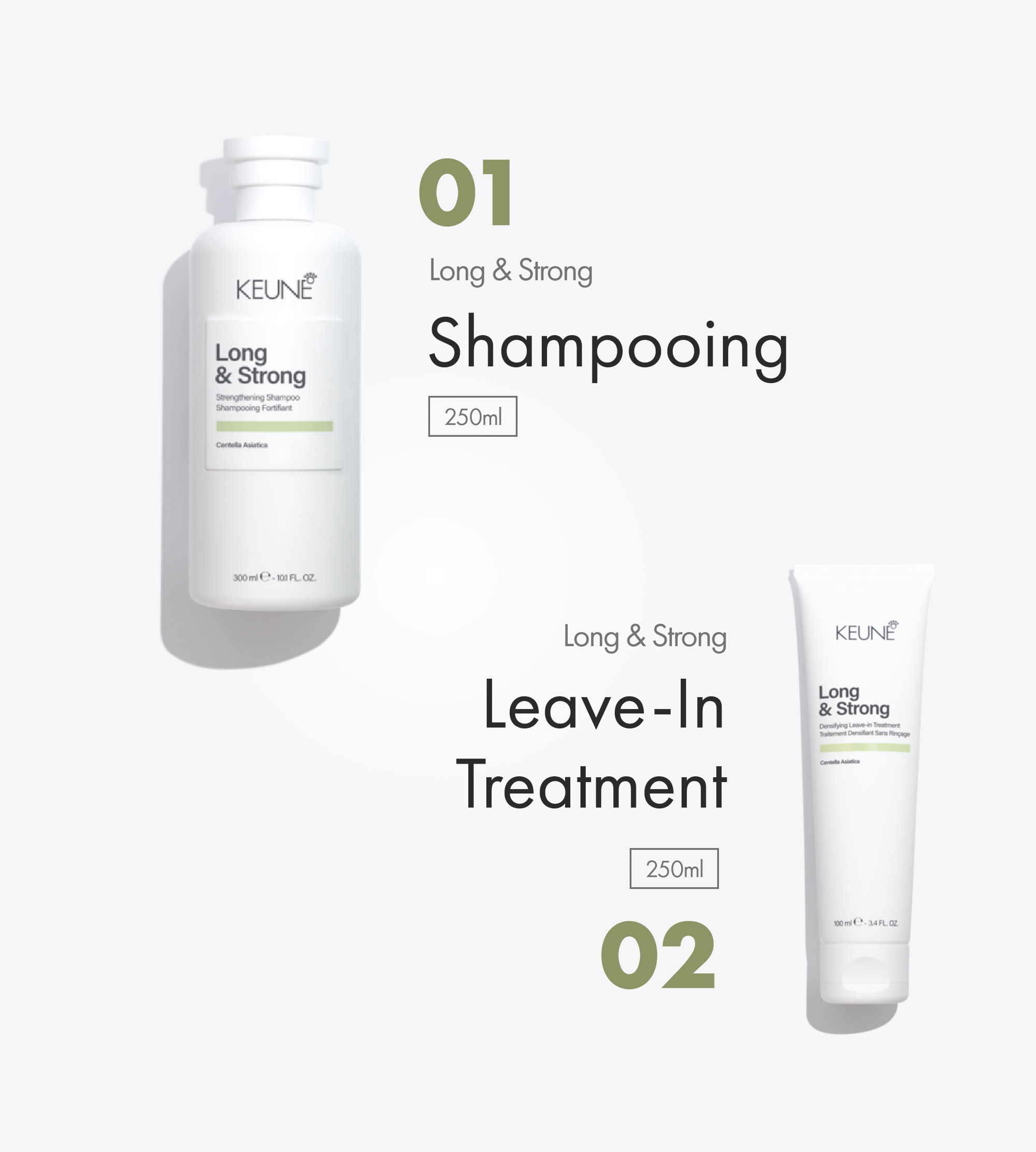 Coffret et produits de soins capillaires pour des cheveux forts