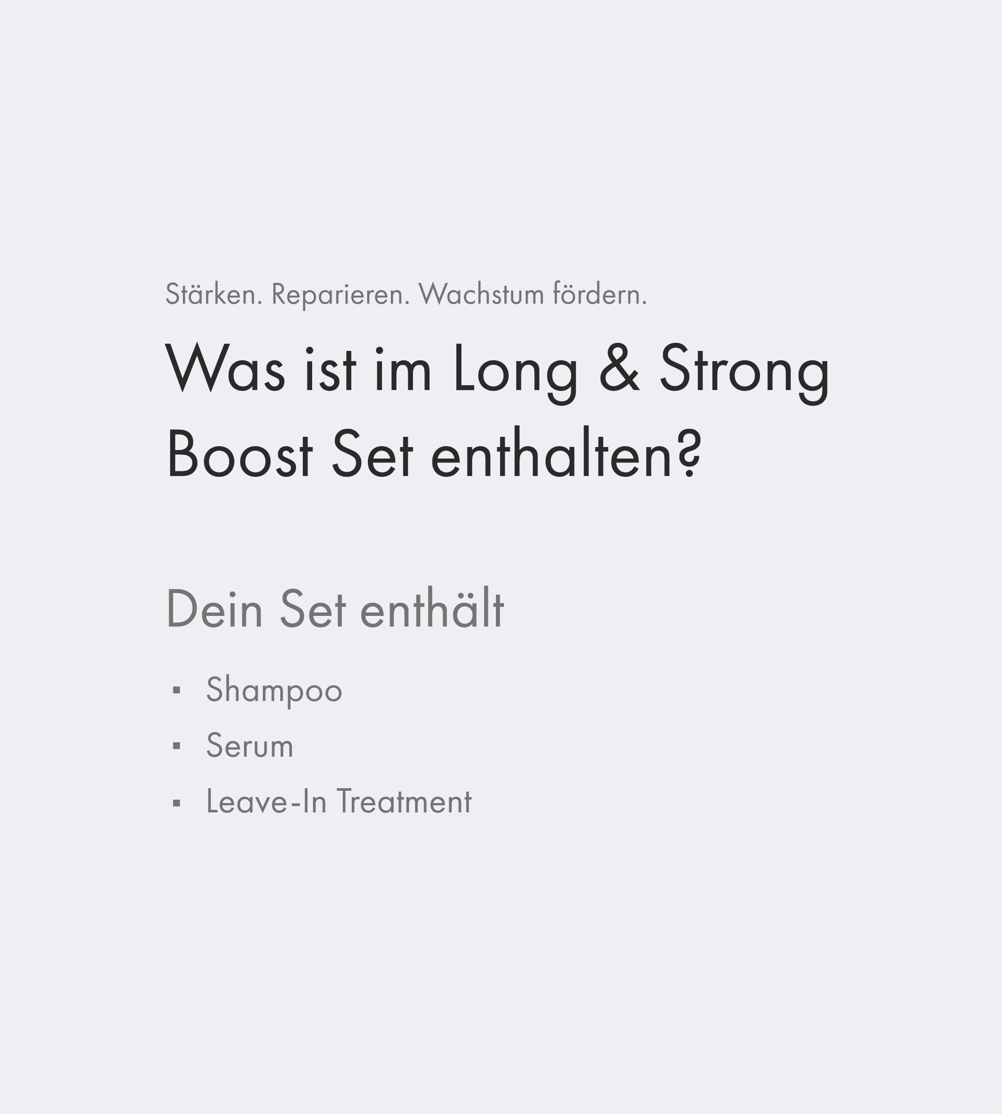 Haarpflegeset und Haarpflegeprodukte für kräftiges Haar