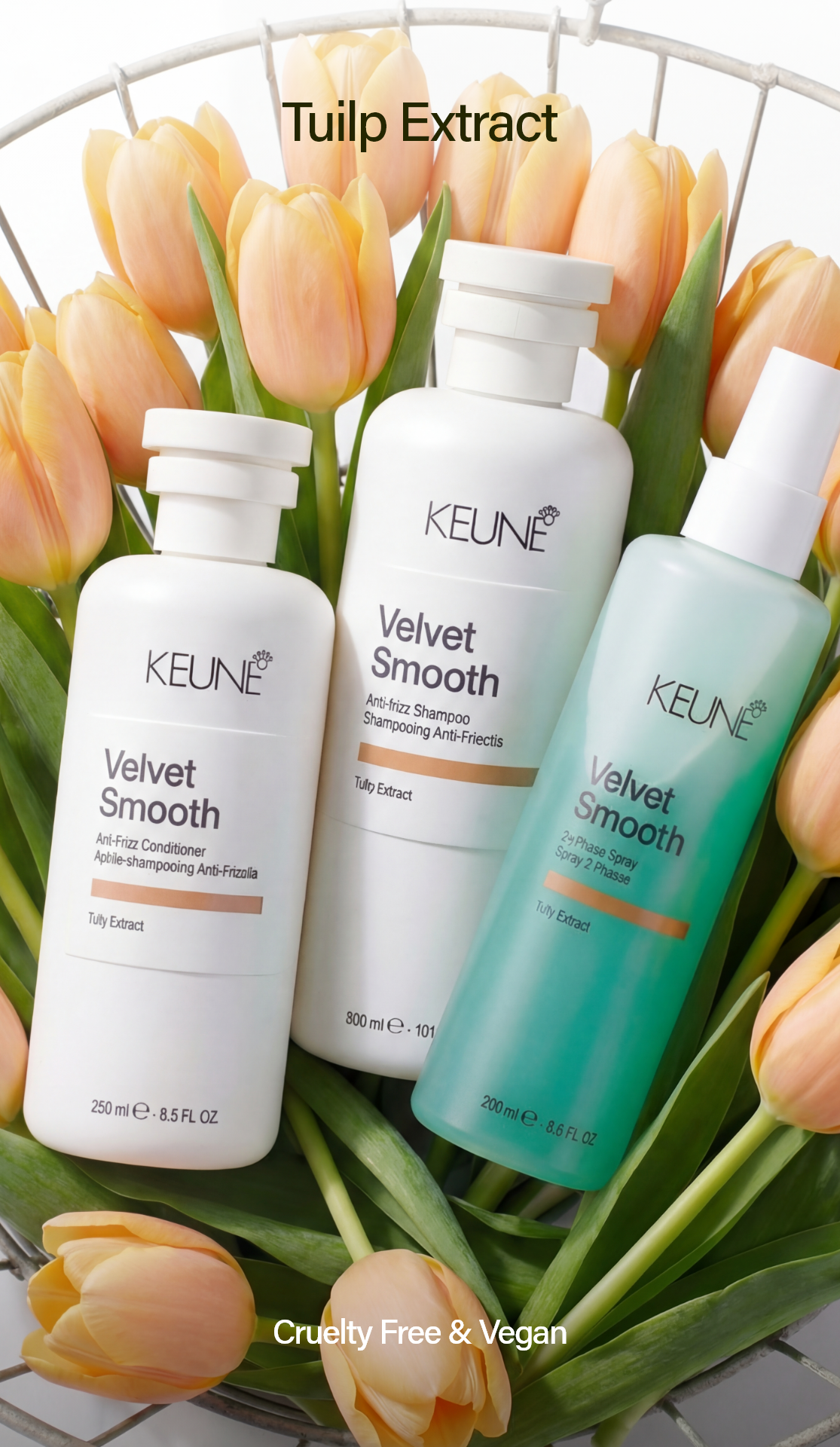 Velvet Smooth 2Phase Spray: Best anti-frizz hair spray with vegan keratin. Provides frizz control, anti-humidity effect, and deeply restores moisture to frizzy hair.